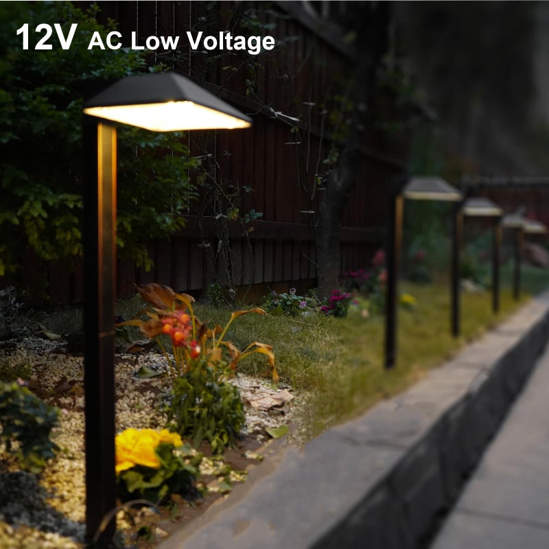 GOODSMANN Low Voltage Landscape Lights 8PK Landscape Lighting Kit Pathway Light Wired Outdoor Walkway Lights 0.7W LED 100 Lumen Oil Rubbed Bronze Finish Warm White with Cable Connectors Metal Stakes - Image 4